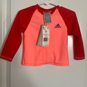 NWT Adidas Neon Toddler Boy Girl 2T rash guard swim suit zip swimwear